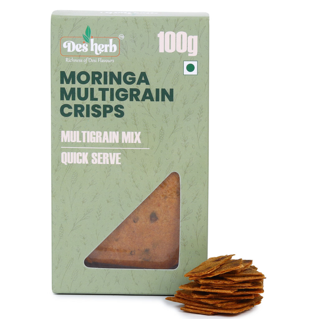 Desherb Moringa Multigrain Crisps – Healthy Snack with Wheat, Bajri, Jowar & Millets