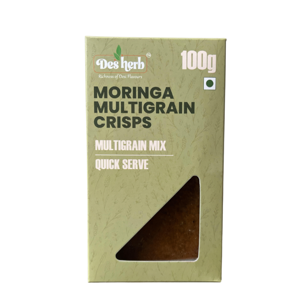 Desherb Moringa Multigrain Crisps – Healthy Snack with Wheat, Bajri, Jowar & Millets