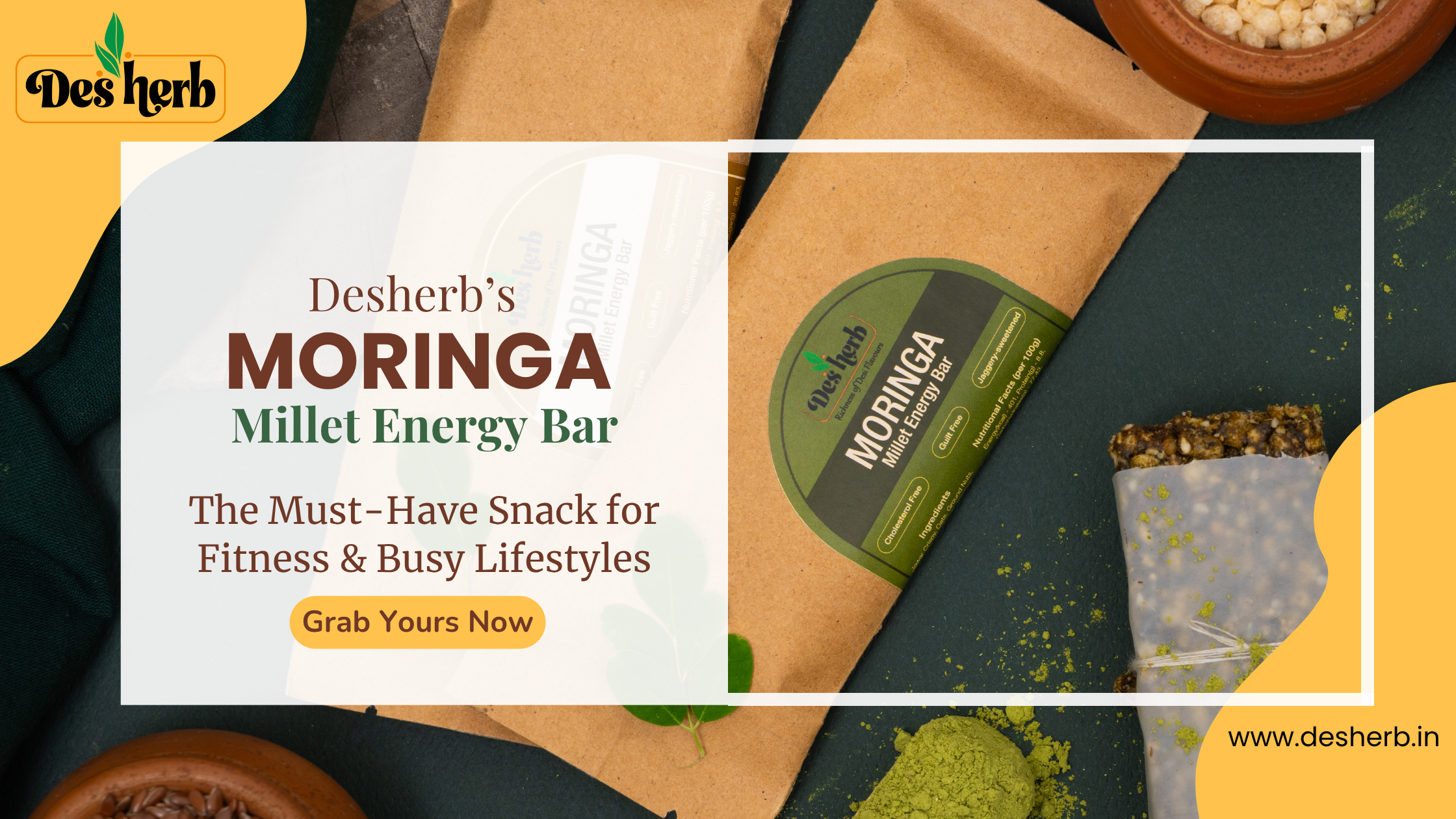 Desherb Moringa Millet Energy Bar