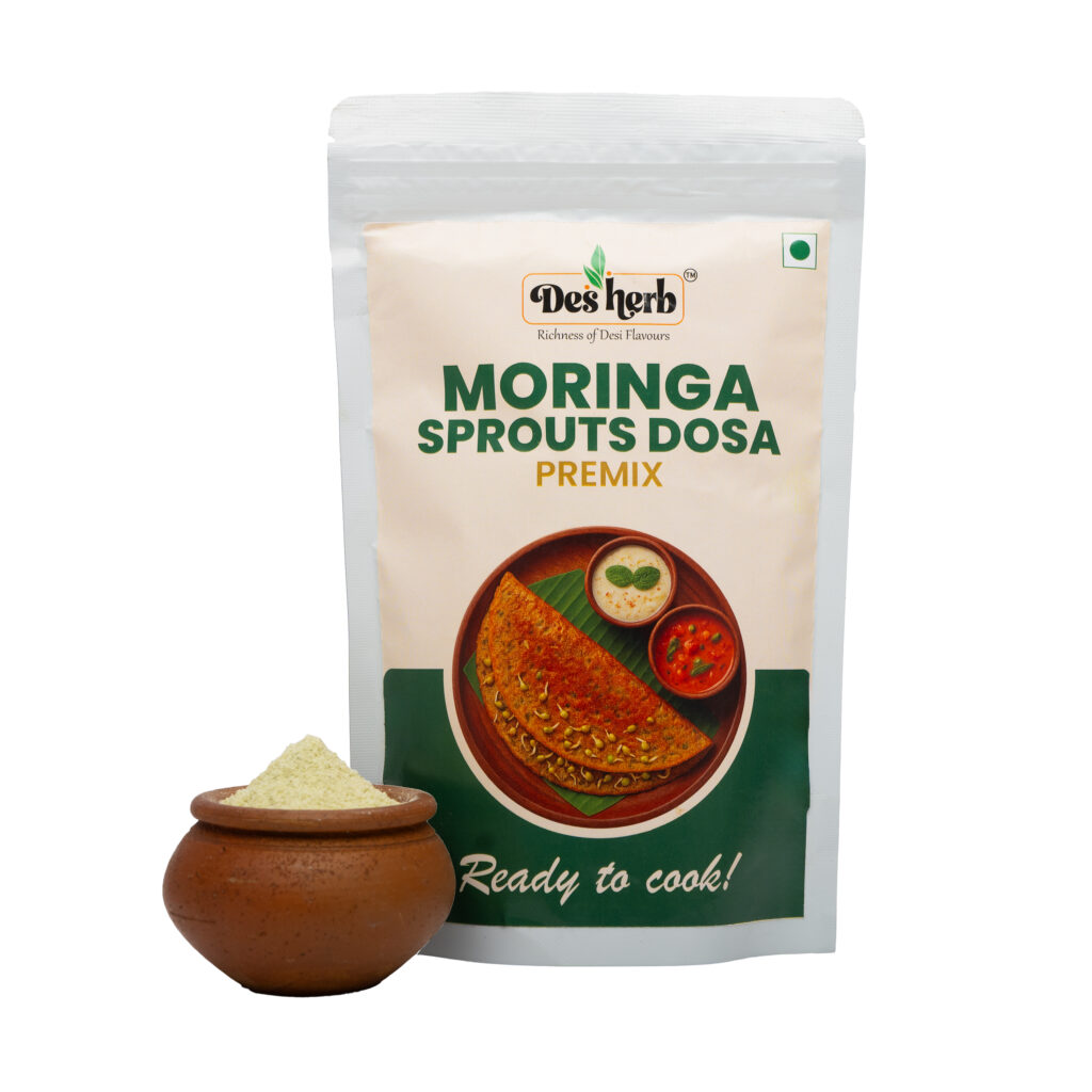 Desherb Moringa Sprouts Dosa Premix – Nutritious Instant Mix with Lentils, Spices & Moringa
