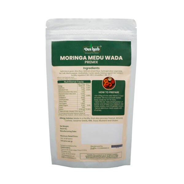 Desherb Moringa Medu Wada Premix – Instant South Indian Snack Mix with Herbal Goodness