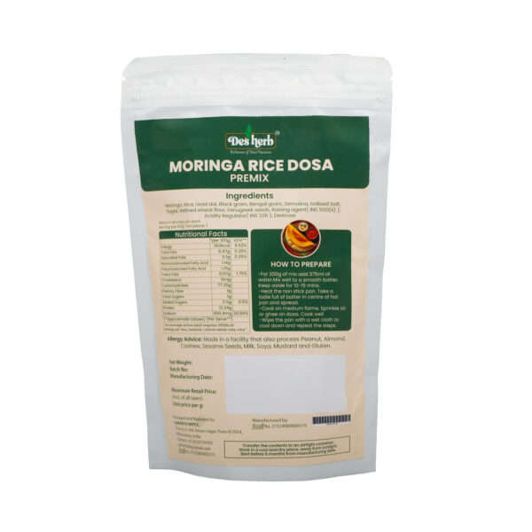 Desherb Moringa Rice Dosa Premix – Easy-to-Make Healthy Breakfast Mix with Superfood Benefits