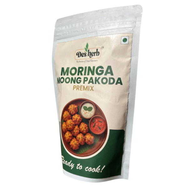 Desherb Moringa Moong Pakoda Premix Front Pack – Ready to Cook Snack
