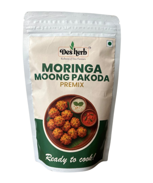 Desherb Moringa Moong Pakoda Premix Front Pack – Ready to Cook Snack